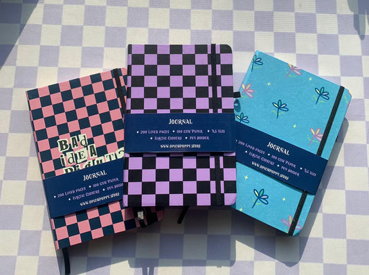 Hard Bound Journal - Pink Checkered Pattern