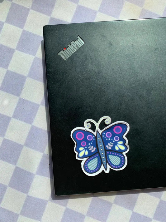 Blue  Butterfly - Waterproof Vinyl Sticker